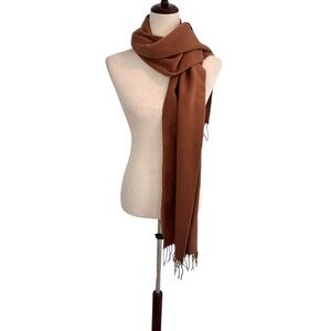 100% wool scarf fringe made in Italy camel